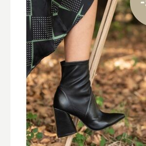 Massimo Matteo Black Women's Ankle Boots 6M retro leather Y2K casual office goth